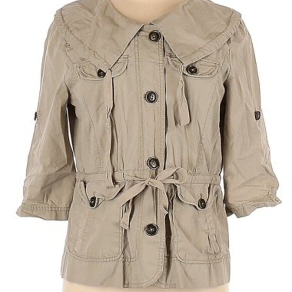 Ann Taylor LOFT Khaki Safari Style Utility Jacket Small Petite - Picture 1 of 14